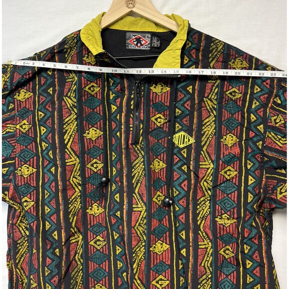 Vintage Men’s GOTCHA Surf Jacket Windbreaker 1/4 Zip Large RARE 90s Geometric - Picture 7 of 15